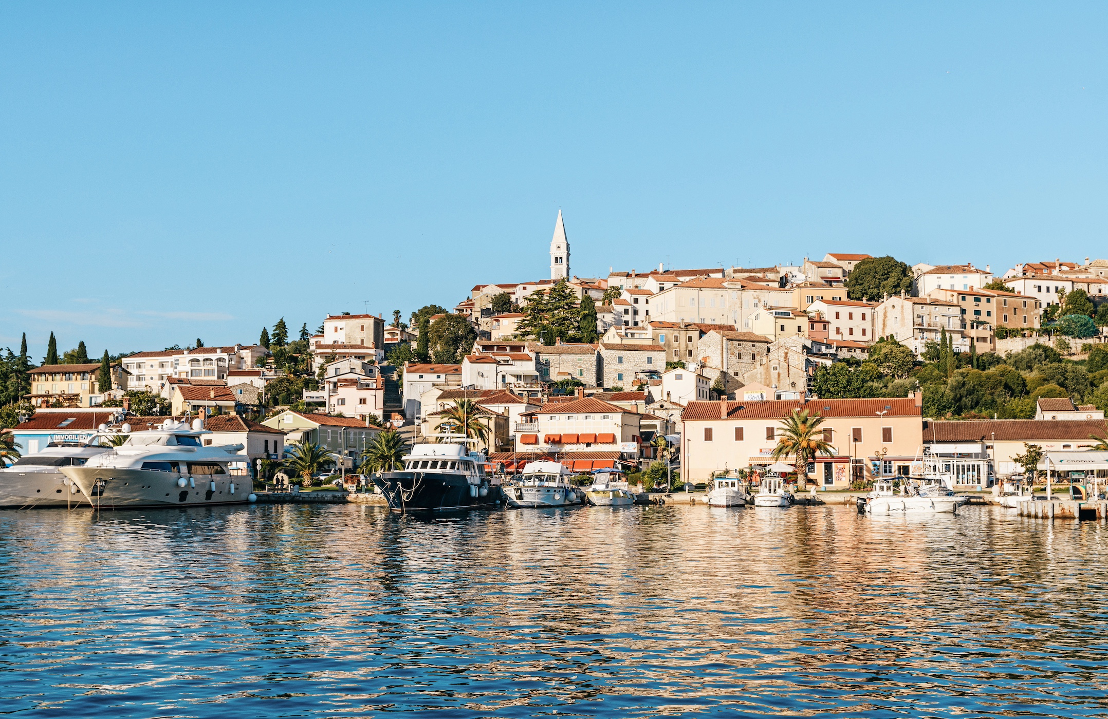 Beautiful shot of the ocean and landmarks in Trogir, Croatia