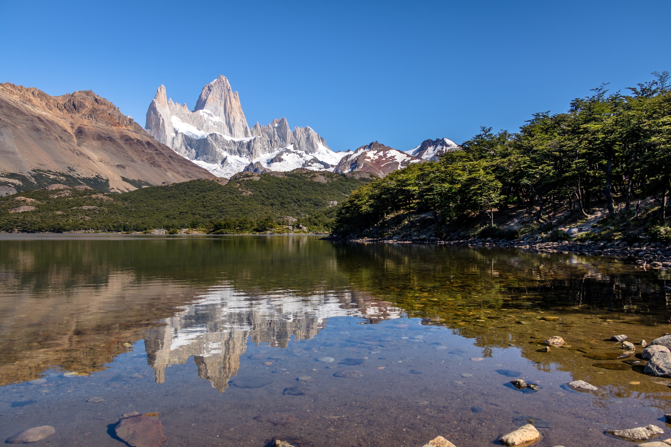 Mount Fitz Roy and Capri Lagoon in Patagonia - El Chalten, Argentina