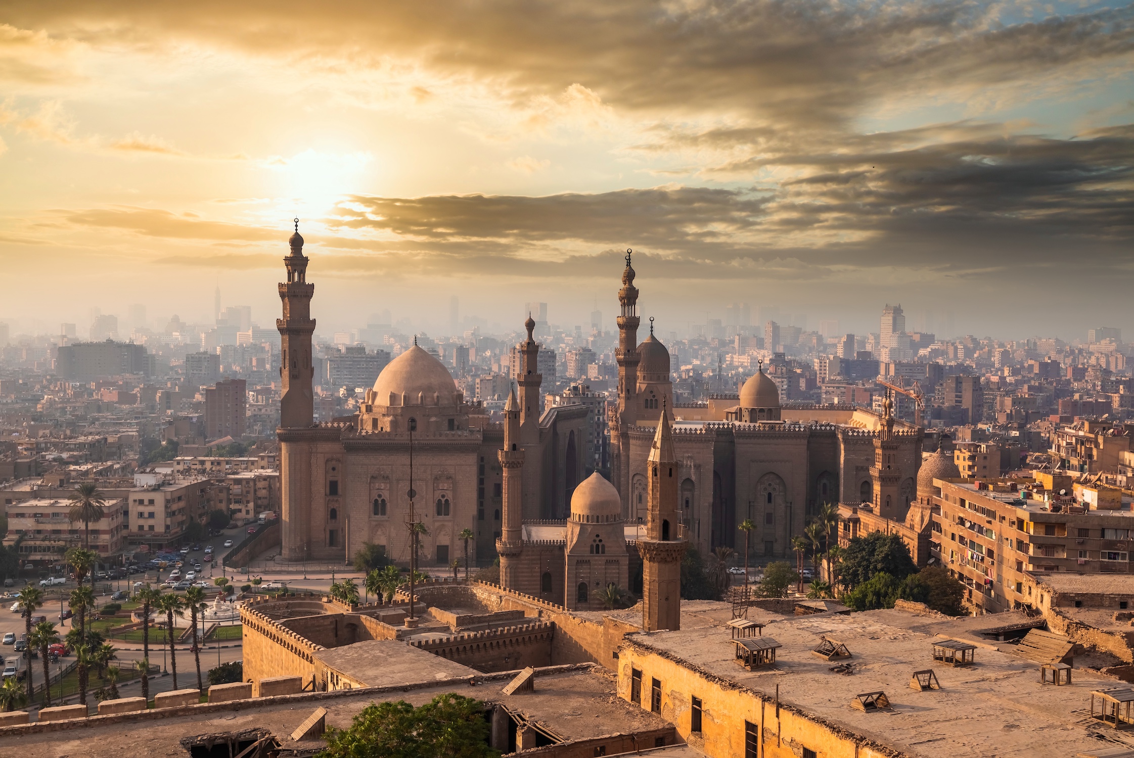 The Mosque-Madrasa of Sultan Hassan at sunset, Cairo Citadel, Egypt