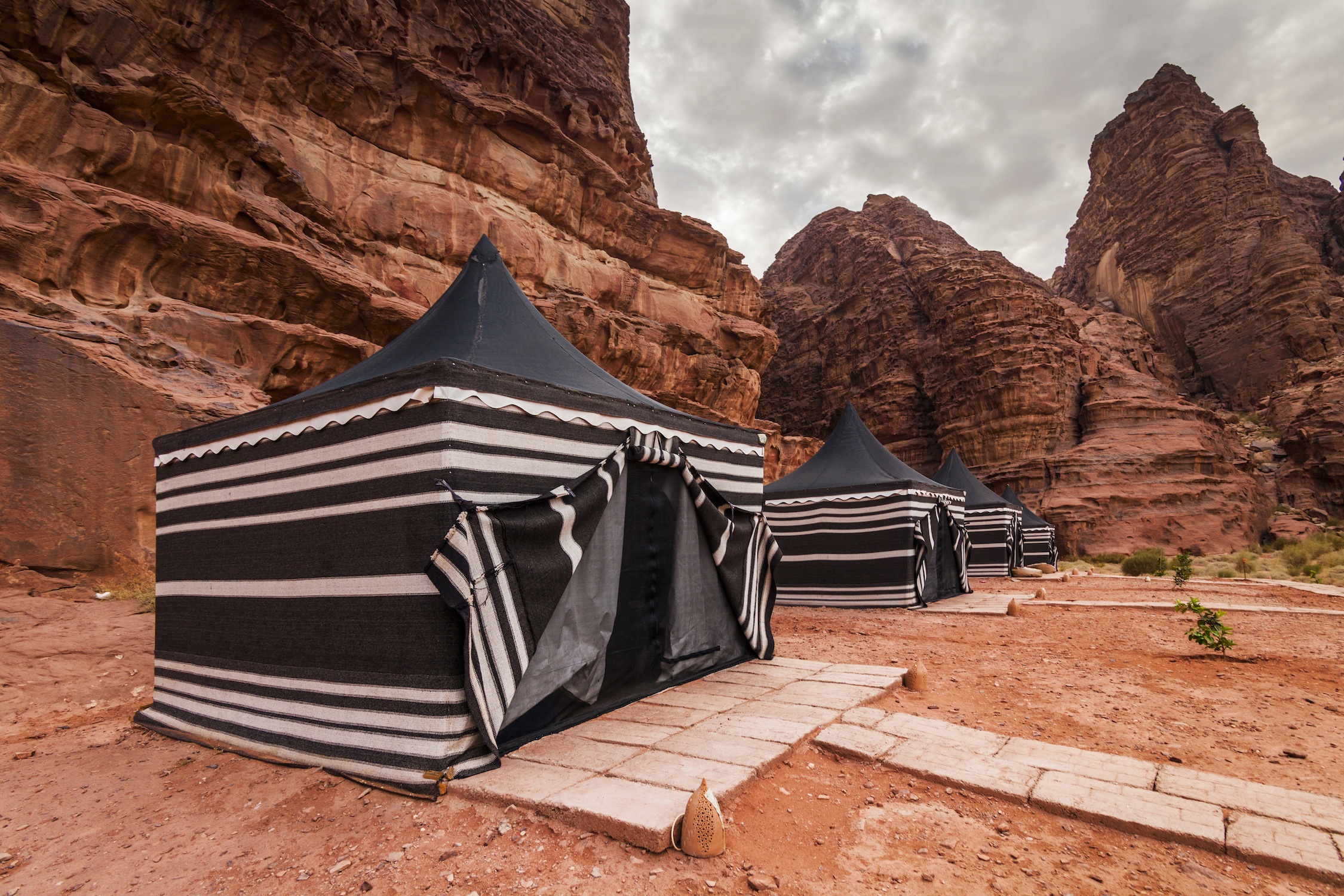 Tourist tents in Wadi Rum dessert. Jordan.