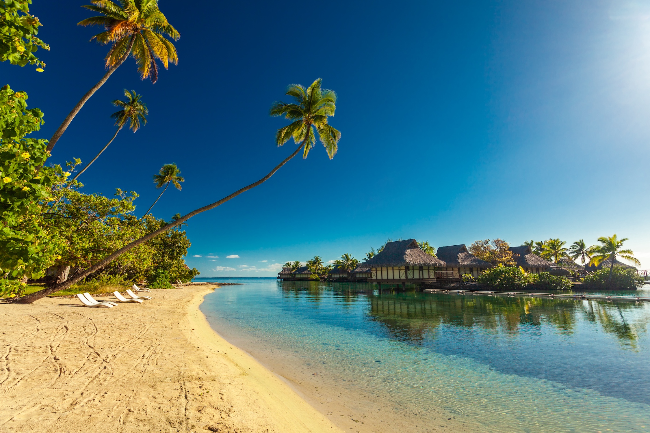 Tropical resort with amazing lagoon on Moorea, Tahiti, French Polynesia